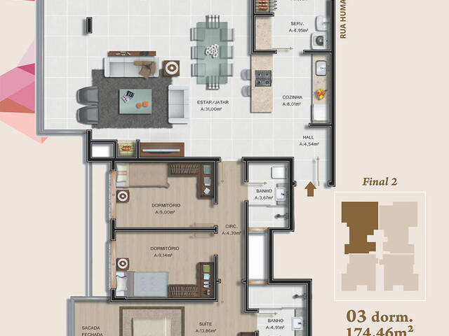 #1257 - Apartamento para Venda em Bento Gonçalves - RS - 3