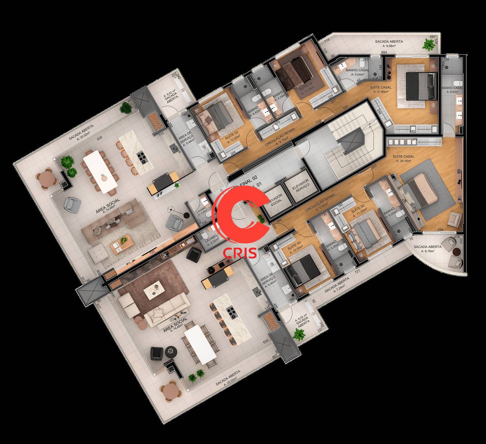 Apartamento, 3 quartos, 207 m² - Foto 62